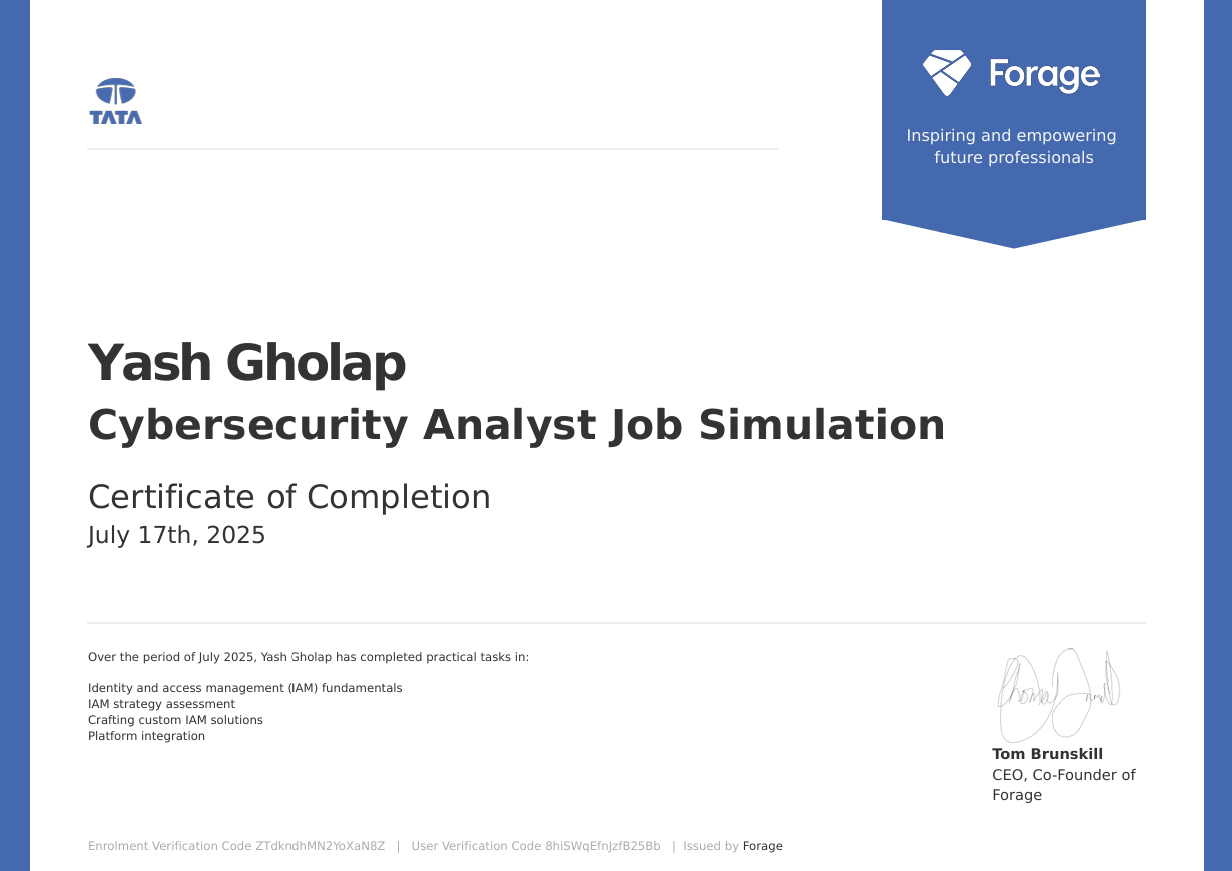 Tata - Cybersecurity Analyst Job Simulation (Forage)